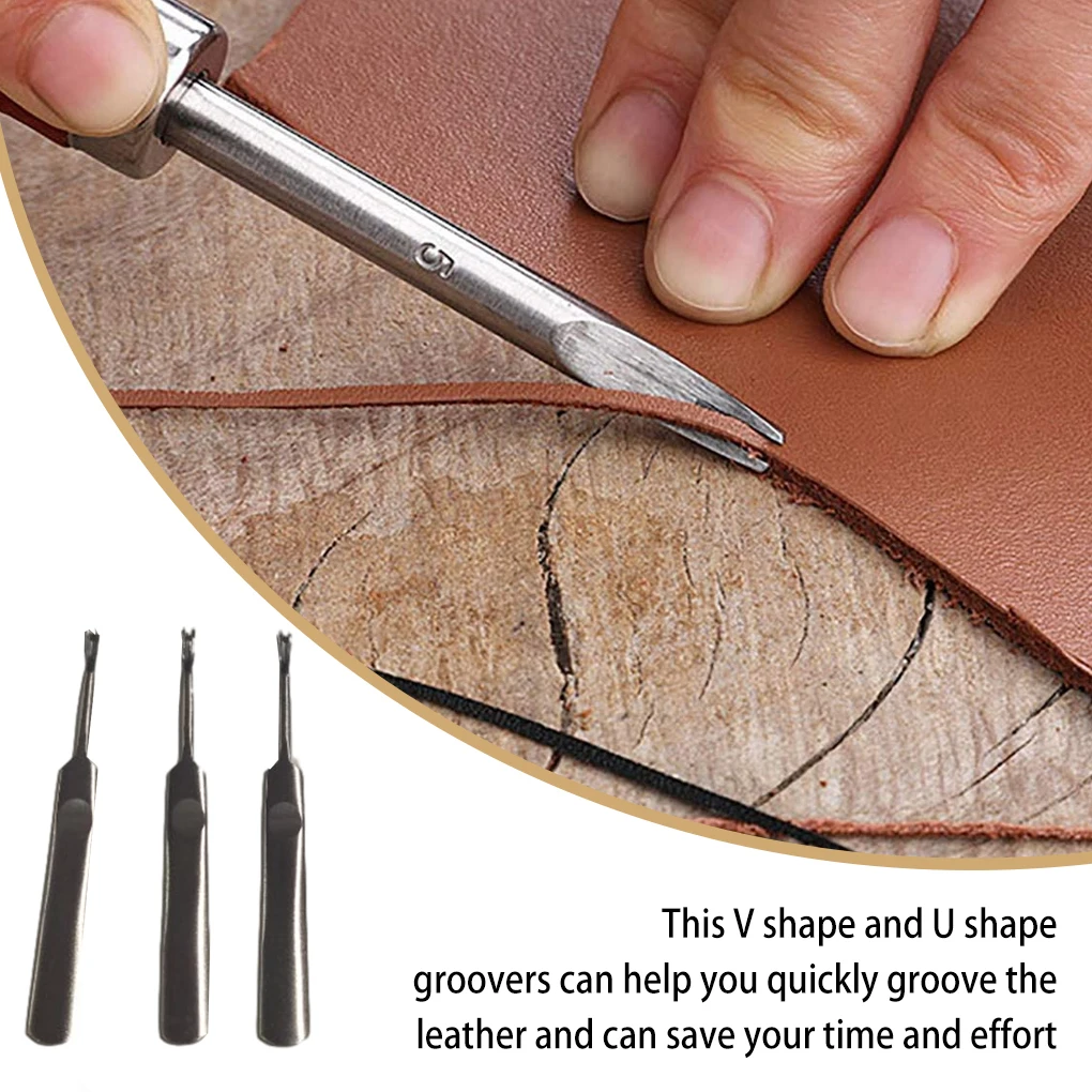 3Pcs Leather Groover Kit U V S - đánh giá và giá Leatherwork Edge Creaser
