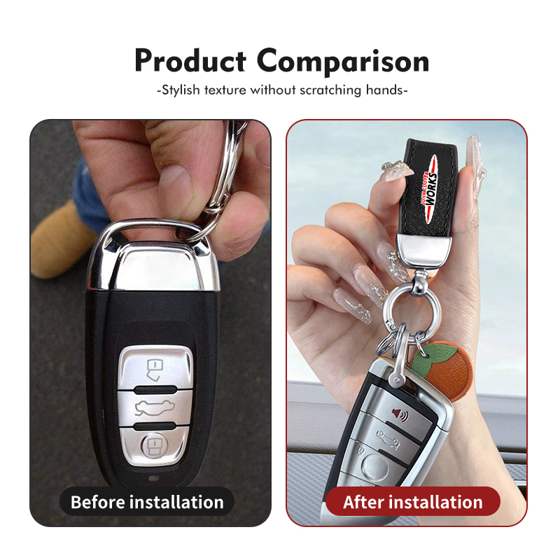 For MINI Leather Car Keyring L - đánh giá và giá Leatherwork Logo