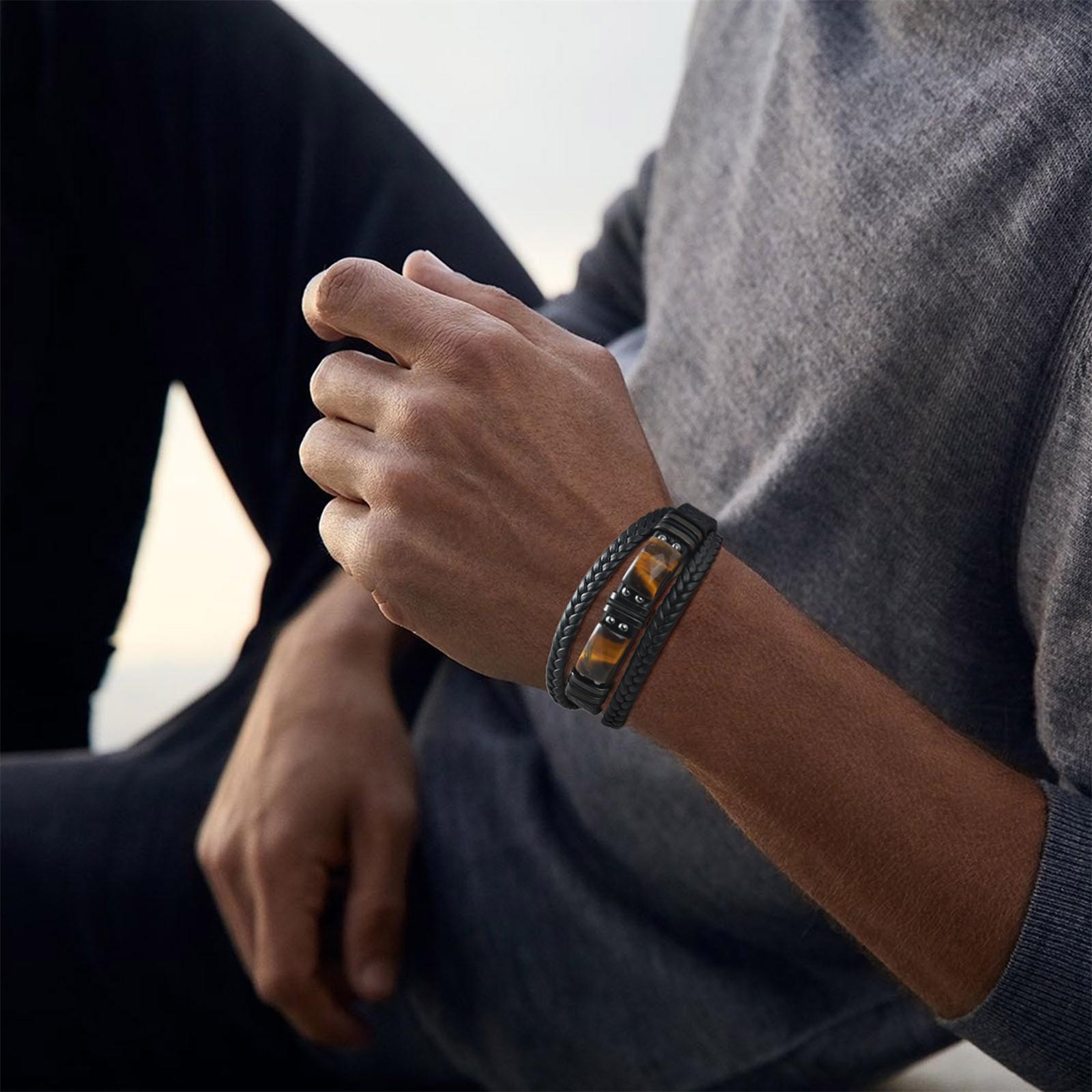 Men Braided Leather Bangle Tig - đánh giá và giá Leatherwork Logo