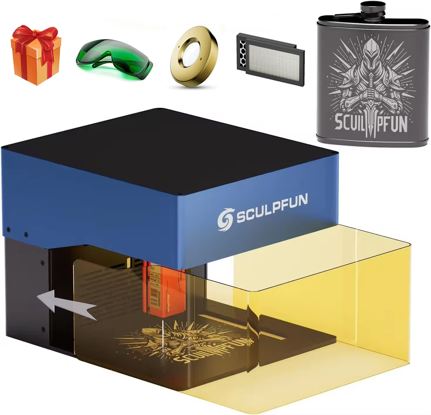 Sculpfun iCube Pro 10W Laser E - đánh giá và giá Leatherwork Logo